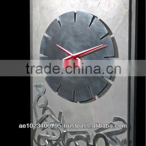 Unique Clock, Handmade Modern Wall Clock With Stone Veneer and Steel Numbers thumbnail-5