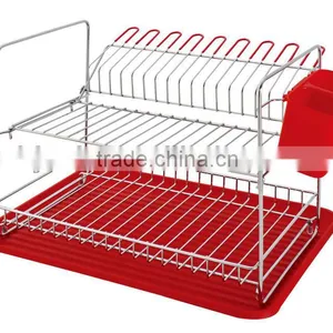 (BJ-DR1069) 2 Tiers Wire Dish Rack With PP Trayer thumbnail-1