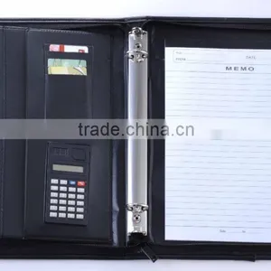 3 Ring Binder Leather a4 Hardcover File Plastic Zip Mens Leather Portfolio Folder thumbnail-1