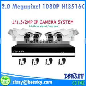 2015 China Hot Selling hd Zoom 1080P 4CH IP Bullet Camera System 4channel Cctv IP NVR Kit thumbnail-1