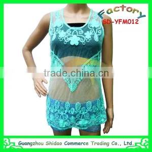 New Arrival Ladies Lace Embroidery Top Sleeveless Lace Women Blouse thumbnail-6