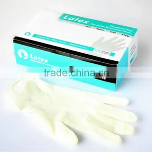 Ambidextrous and Straight Fingers Power or Power Free Nature Latex Examination Glove thumbnail-1