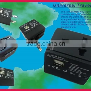 Worldwide Portable Universal Travel Adapter With USB Output 5VDC2.1A thumbnail-1