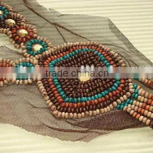 Wooden Beads Neckline,embroidery Collar,mesh Trims thumbnail-1