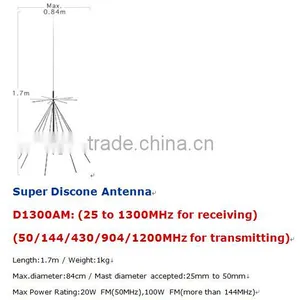 SUPPER DISCONE ANTENNA D1300AM, 25-1300MHZ,wide Band Antenna,air Band Antenna thumbnail-2