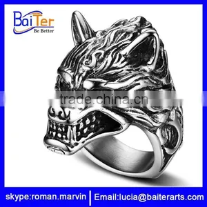 Popular Titanium Ring With Wolf Head, Stainless Steel Wolf Head Ring thumbnail-1