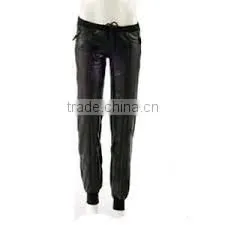 Women Leather Sweatpants/Custom Black Leather Sweatpants/Women Leather Sweatpants Wholesale/black Leather Adult Woman Sweatpants thumbnail-1