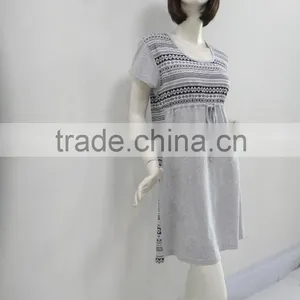 Grey Contracted Bowknot Nightgown Women thumbnail-3