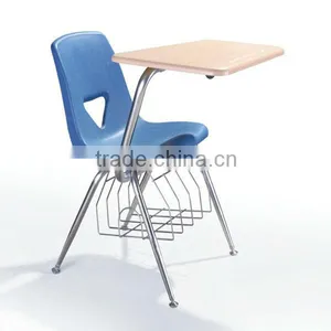 School Chair With Writing Pad and Metal Basket thumbnail-1