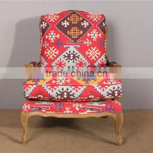 Living Room Furniture Wooden Cane Back Armchair With Footrest thumbnail-2