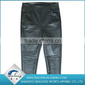 New Fancy PU Black Women Fashion Pants Designs With High Quality thumbnail-1