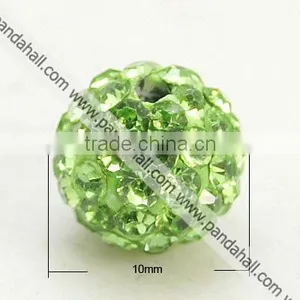Polymer Clay Rhinestone Beads, Grade A, Round, Peridot(RB-C1438-10mm-A07) thumbnail-1