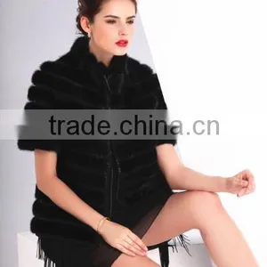 Short Sleeve Mink Tail Fur Coat for Sexy Lady thumbnail-4