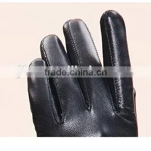Ladies Wearing Leather Gloves With Gradient Rex Rabbit Fur Trim Genuine Sheep Skin thumbnail-5
