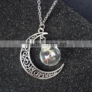 IN Stock Wish Mini Bottle Necklace Dandelion Seeds Dried Flower Glass Necklace Handmade thumbnail-1