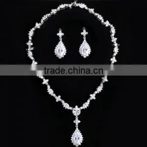 Top Design CZ Jewelry Blue Sapphire Necklace Sets 2015 Wholesale Wedding Bride Jewelry thumbnail-3