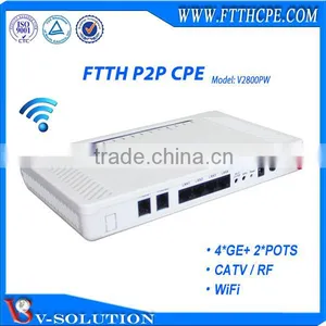 Lightning Protection FTTH Solution 1BiDi-SFF+4GE+2POTS+WiFi+CATV Triple Play P2P CPE Gigabit Gateway thumbnail-2