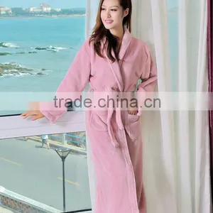 Super Soft Coral Fleece Bathrobe for Woman With Pocket thumbnail-1