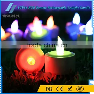 12Pcs/Set RGB Remote Controller Rechargeable LED Tealight Candles for Wedding Birthday Party thumbnail-2