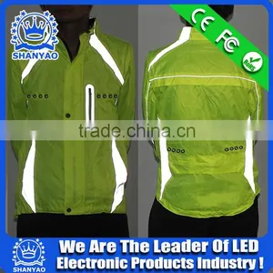 2016 Hot Selling LED Fluorescent Green Refletive Coat For Road Safety At Night thumbnail-4