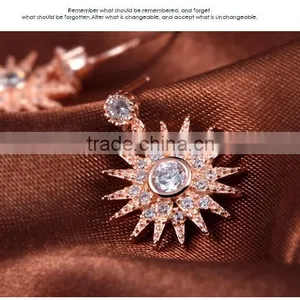 925 Sterling Silver and Rose Gold Plated Sun Shaped Ear Studs for Women thumbnail-5