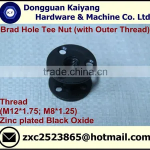 Brad Hole Tee Nut (Outer Threaded); Furniture Fastener; Black Oxide; M12*1.75 Plus M8*1.25 thumbnail-3