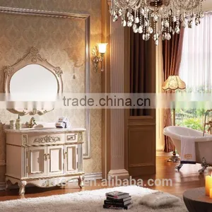 Palace Royal White Wooden Bathroom Vanity Furniture Exquisite Carved Solide Wood WTS807 thumbnail-1