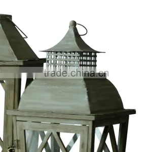 Wooden/Iron Lanterns With Wax Candle Set 2 Packing thumbnail-4