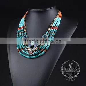 High Quality Vintage Beads Chunky Statement Necklace Tin Alloy Fashion Women Pendant Necklace 6390156 thumbnail-2