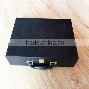 China Factory Wholesale Custom High-grade PU Leather Wine Box, Black Beautiful Gift Box thumbnail-2