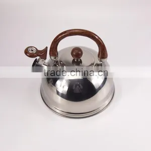 Silver Stainless Steel Whistling Kettle With Wooden Handle thumbnail-2