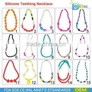 OEM Service BPA Free Food Grade Silicone Teething Toys Baby Teething Necklace Wholesale thumbnail-1
