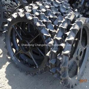 High Performance Speed Rice Transplanter Solid Rubber Wheels 600mm Agricultural Paddy Field Tyres With Rim thumbnail-3