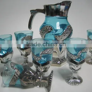 7pcs Golden Glass Set With Color,7pcs of Gold Plated Glassware Sets thumbnail-4