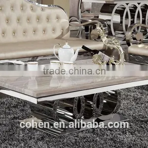 Foshan Factory Stainless Steel Tea/coffee/center Table Furniture With Marble Top thumbnail-1