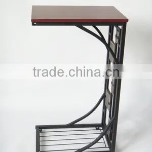 RH-4520 Living Room Geometric Design Artificial Slate-Trimmed MDF Top Metal Sofa Side Table thumbnail-5