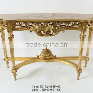 Classical European Style Marble Wood or Marble Top Antique Console Table thumbnail-1