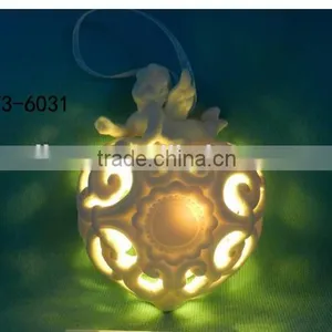 White Bisque Ceramic Christmas Tree Ornaments Wiht Led Light thumbnail-1