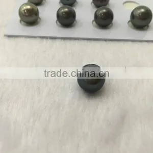 14-15mm Natural Black Half Drilled Tahitian Pearls thumbnail-1