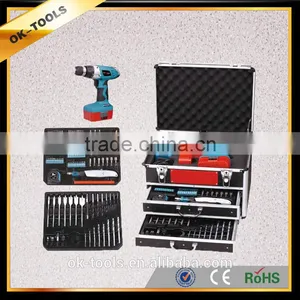 OK-Tools China Manufacturer 3 Drawers Combination Aluminum Package ToolsSet With Cordless Drill thumbnail-1