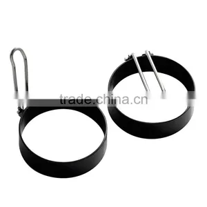 Non Stick Round Black Stainless Steel Egg Fried Mold With Folding Handle thumbnail-1