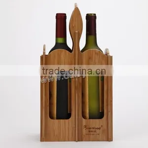 Double Bottle Wine Racks/Bamboo Wine Tray Racks for Christmas thumbnail-1