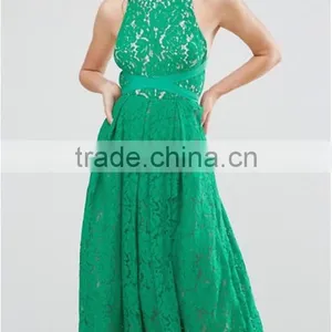 Lace Clothing OEM Square Neck Box-pleat Skirt Prom Dress Fashion Design Midi Prom Dress thumbnail-2