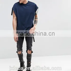 Custom Men Fashion Super Oversized Sleeveless Heavyweight Jersey T-shirt With Taping thumbnail-3