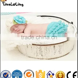 Knit Crown Hat Photography Prop Crochet Infant Newborn Knitted Kid Children Girls Flower Hat Baby thumbnail-1