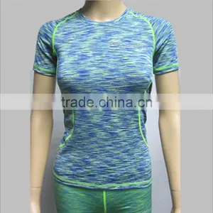 2016 Latest Women Colorfull Spandex Gym Wear Wholesale Fitness Tshirt thumbnail-1
