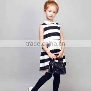 STOCK Available! COOL KID ZONE Summer Children Girl Black and White Stripes Print Short Sleeveless Dresses Brand Girl Dress thumbnail-2