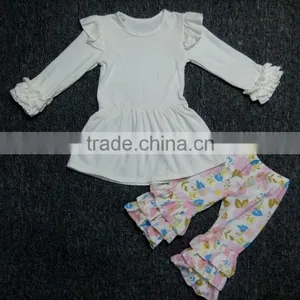 Wholesale Lovely Hot Pink Children Outfit Easter Boutique Clothing Baby Girl Boutique Clothing Sets With Stripes thumbnail-3