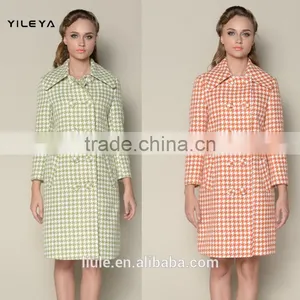 Classic Fashionable Grid Designed Long Style Women Coats Winter 2016 thumbnail-1