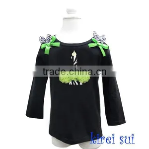 Lime Green Rosettes 1st Birthday Zebra Cupcake Black Long Sleeves Tops 1-7Y thumbnail-1
